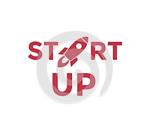 Digital vector red startup icons