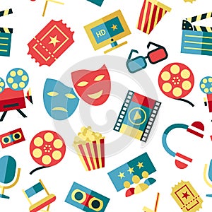 Digital vector red white cinema icons