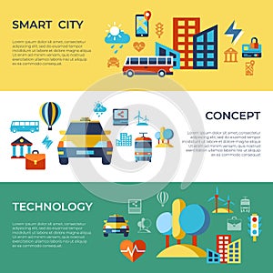 Digital vector smart city icons set