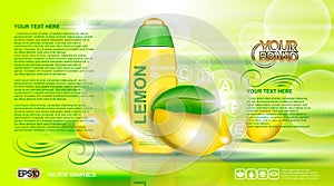 Digital vector yellow and green shower gel