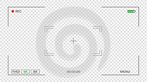 Digital video recorder display screen template. Focusing digital display screen, Transparent background. Vector