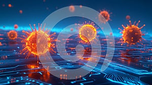 Digital Virus Attack   Cybersecurity Threat  Malware Concept  Data Security