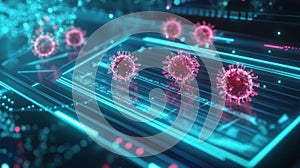 digital virus simulation on circuit board