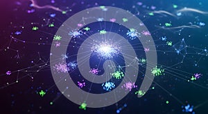 A digital visualization of a complex network with interconnected