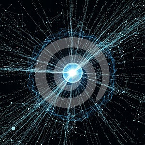 A digital visualization depicting the concept of a network or neural structure