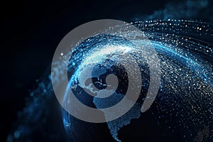 Digital Visualization of Earth with Glowing Connections at Night