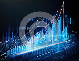 Visualization of growth graphs in futuristic data analysis. Generated with AI