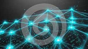 Digital visualization of interconnected data streams with lines binary code