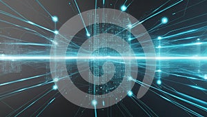 Digital visualization of interconnected data streams with lines binary code