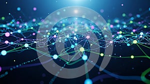 Linked by thin lines forming dynamic patterns against a dark