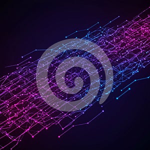 A digital visualization showcasing a network of interconnected points and lines,