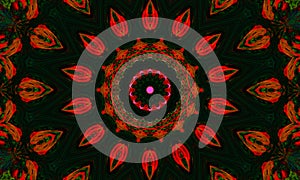 Digital visualization of a vampire sign. Bloddy kaleidoscope