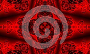 Digital visualization of a vampire sign. Bloddy kaleidoscope