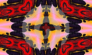 Digital visualization of a vampire sign. Bloddy kaleidoscope