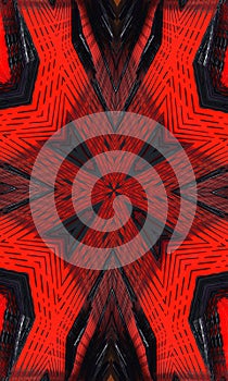 Digital visualization of a vampire sign. Bloddy kaleidoscope. Veritcal image