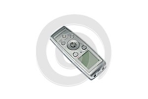 Digital voice recorder record recording records audio recorded isolated on white background equipment sound media microphone talks