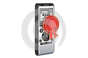 Digital voice recorder with best choice badge, 3D rendering