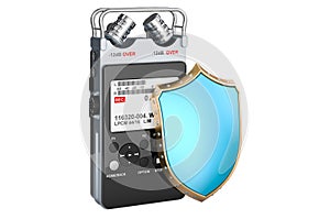 Digital voice recorder with shield, 3D rendering