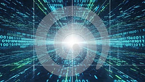 Digital vortex of binary data streaming through cyberspace