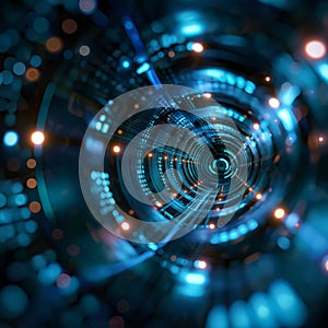 Digital Vortex of Blue Lights