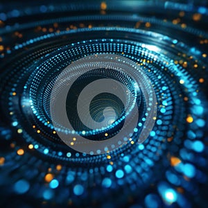 Digital Vortex of Blue Lights