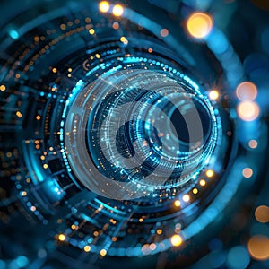 Digital Vortex of Blue Lights