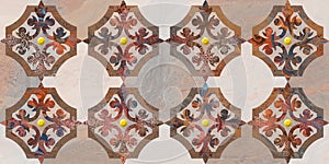 Digital wall tiles and background vintage wallpaper gometical design. Paper, base. photo