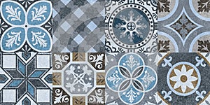 Digital wall tiles design,Print in Ceramic Industries Beautiful set of tiles in portuguese, spanish, italian style in wall decor. photo