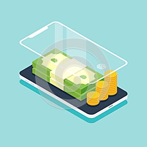 Digital wallet digital technology business concept isometric flat design