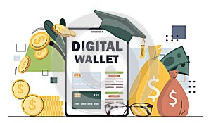 Digital wallet vector concept