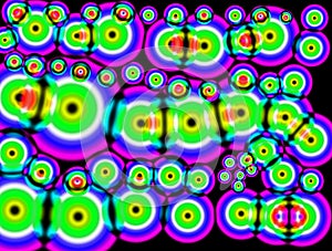 digital wallpaper graphic artwork with circles in green and purple