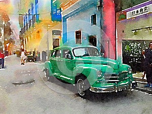 Vintage classic car in Havana photo