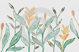 Digital watercolor of green leaves branch,illustration.