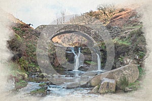 Digital watercolor of Three Shires Head