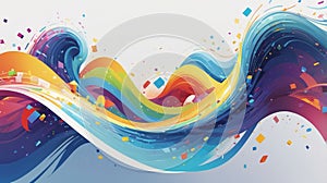 Digital Wave: An abstract wave of binary code, pixels, and geometric shapes, illustrating the flow of digital information and