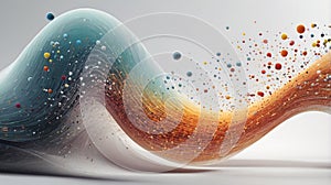 Digital Wave: An abstract wave of binary code, pixels, and geometric shapes, illustrating the flow of digital information and