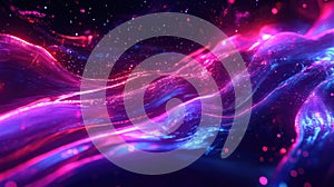 Digital wave abstract displaying neon light particles