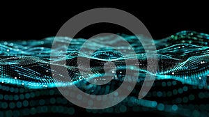 Digital Wave Background: Abstract Data Flow Visualization On Black