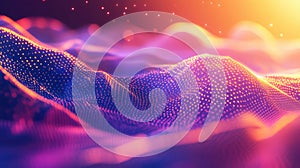 Digital wave connecting data points network computing