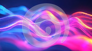 Digital wave creating abstract flowing particle network background