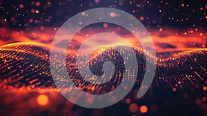 Digital wave creating a flowing data network field