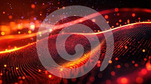 Digital wave creating a flowing particles background