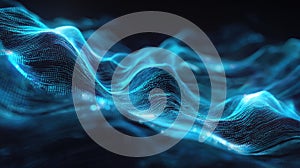 Digital wave creating futuristic abstract particle array network