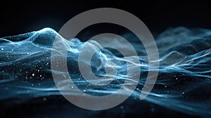 Digital wave creating a futuristic data network background