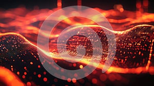 Digital wave creating a futuristic network data visualization
