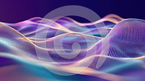 Digital wave data particles creating abstract network background