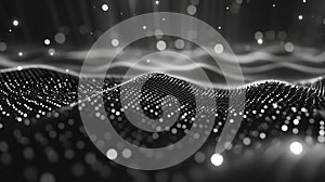 Digital wave data particles flowing abstract technology background