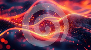 Digital wave data particles flowing abstract technology