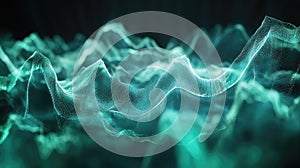 Digital wave data visualization displaying abstract particles