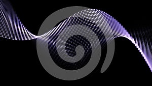 Digital wave with dots on the dark background. The futuristic abstract structure of network connection. 3D rendering